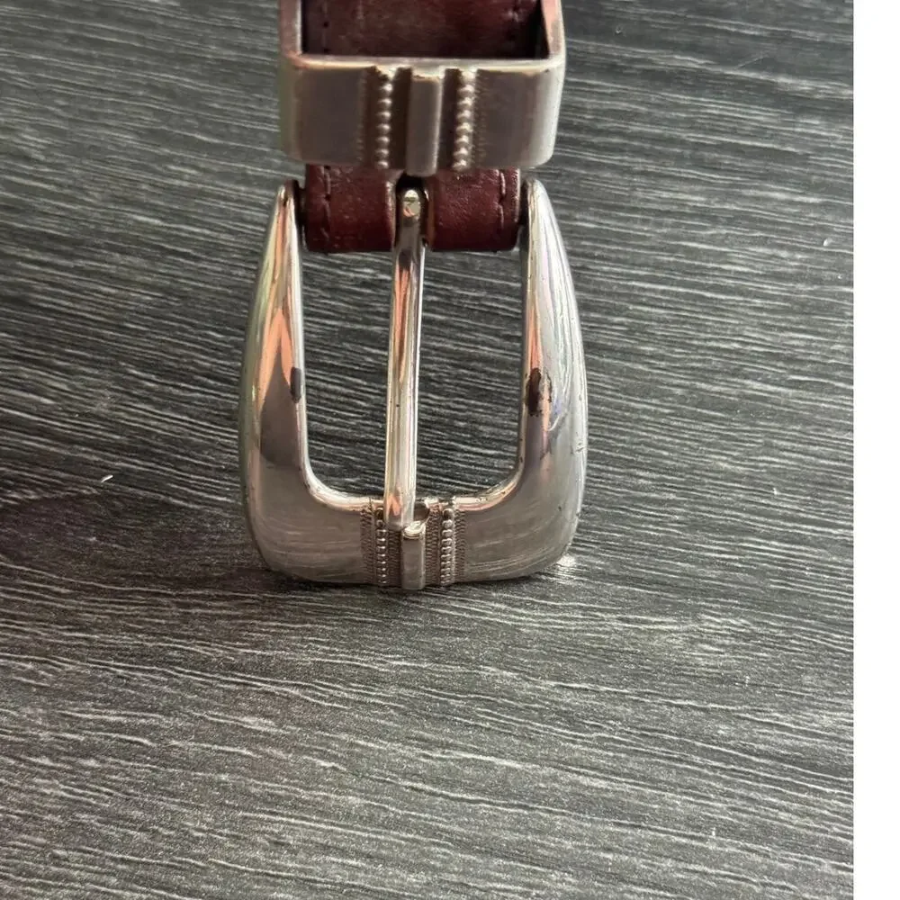 Onyx By Brighton Brown Braided Leather Golf Belt Silver Tone Hardware